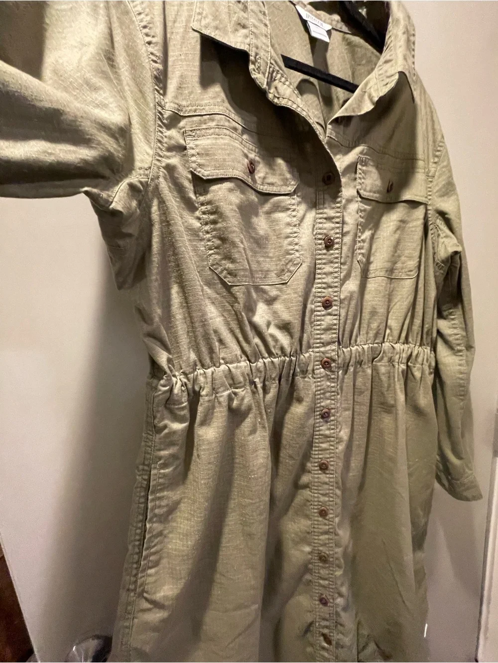 Duluth Trading Co Olive Green Utility Jacket Dress